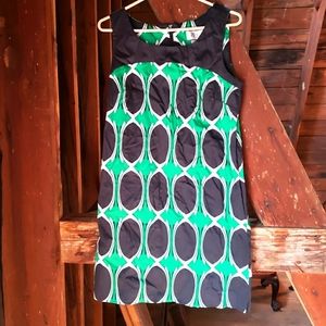 Cute cotton preppy mod art deco print sheath dress
